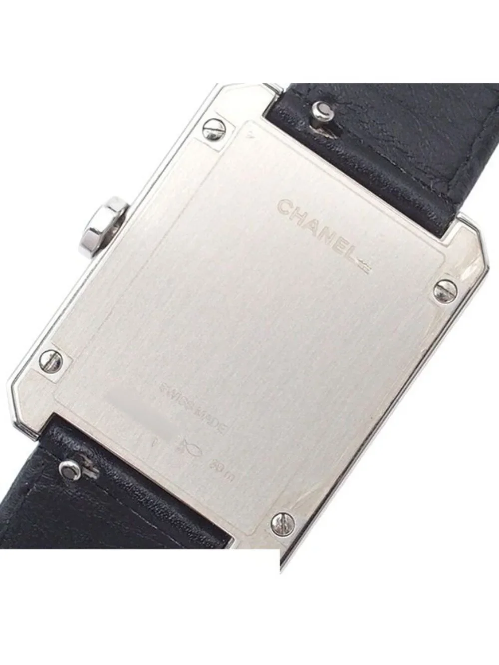Chanel Boyfriend Black SS Tweed Leather Watch Quartz